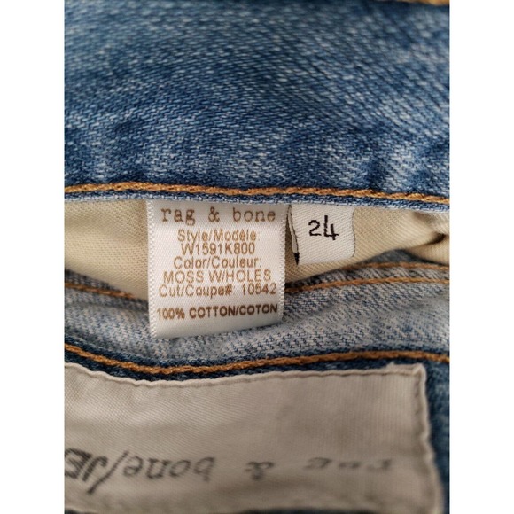 Rag & bone Boyfriend Moss Wholes Distressed Jeans Women's Sz 24 Whiskered (j - Picture 3 of 8